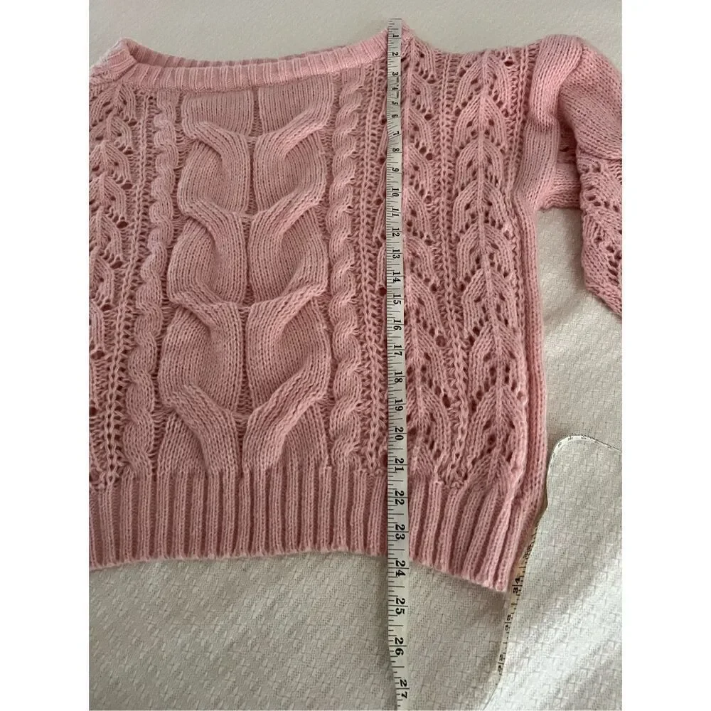 New pink lightweight cross banded sweater oversized crop size xl